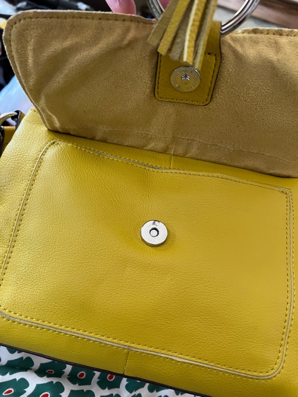 Sanctuary Mustard Yellow Leather Shoulder Bag with Ring Hardware Bin - Picture 2 of 11